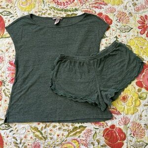 Victoria's Secret Forest Green Pajama Shorts Set